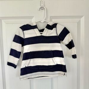 Gap Striped Popover Hoodie - Nautical Blue & White Size 12-18 months